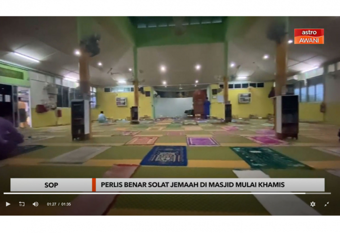 SOP | Perlis benar solat jemaah di masjid mulai Khamis